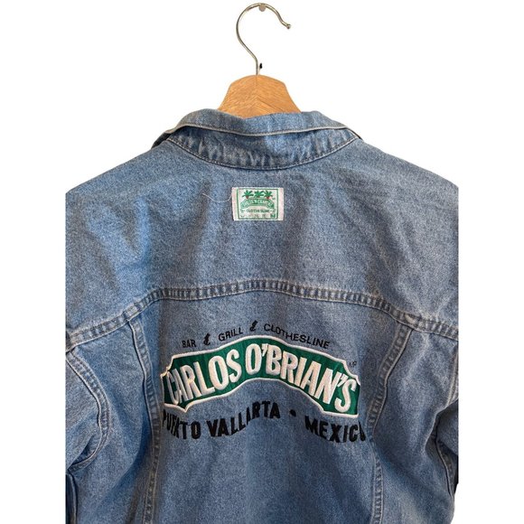 Carlos n Charlie's Manzanillo Mexico Blue Denim Trucker Jean Jacket Men's Size - Picture 4 of 5